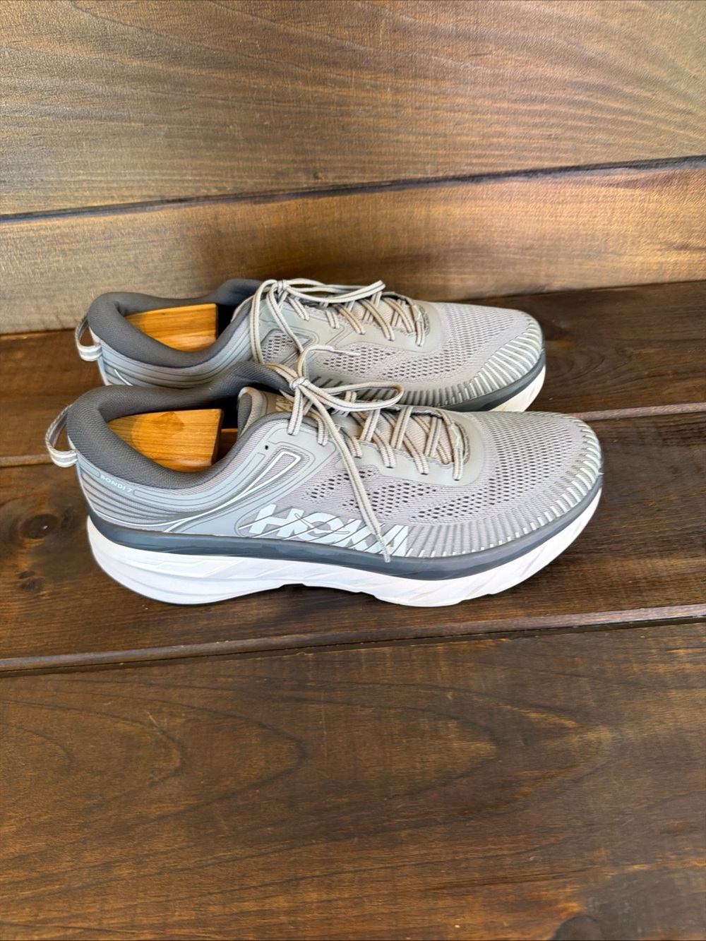 Hoka One One Bondi 7 Wild Dove Gray Sneakers Athletic Shoes Men Size 13